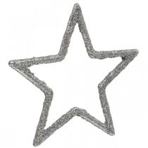 Streudeko Weihnachten Sterne Silbern Glitter Ø4cm 120St