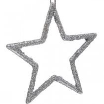 Weihnachtsdeko Stern Anhänger Silbern Glitter 7,5cm 40St