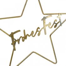 Artikel Stern “Frohes Fest”, Dekoring in Sternform, Metalldeko für Weihnachten Golden, Silbern 32×39,5cm
