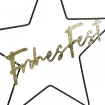 Artikel Sterndeko "Frohes Fest", Metallstern zum Hängen, Dekoring für den Advent Schwarz, Golden 41×39,5cm
