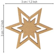 Artikel Streudeko Holzsterne gemischt 3cm 72 Stück Natur Hellblau Grün