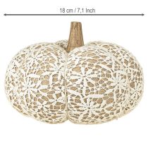 Artikel Stoff Kürbis Deko Jute Spitze Weiß/Beige Vintage Deko Ø18cm