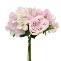 Strauß Rosa mit Perlen 29cm