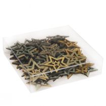 Artikel Streudeko Weihnachten Holzsterne 4 Farben Mix Ø4cm 72er-Set für festliche Deko