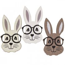 Streudeko Holz Hase mit Brille Braun Weiß 2,5×4,5cm 48St