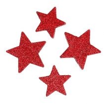 Streudeko Sterne Rot, Glimmer 4-5cm 40St