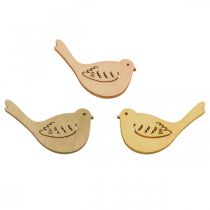 Streudeko Vogel Deko Holz Frühling Gelb/Beige/Orange Ø4cm 72St