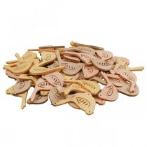 Streudeko Vogel Deko Holz Frühling Gelb/Beige/Orange Ø4cm 72St