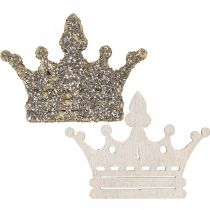 Artikel Streudeko Krone Weihnachten Holz Glitter B4cm 72 St
