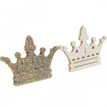 Artikel Streudeko Krone Weihnachten Holz Glitter B4cm 72 St
