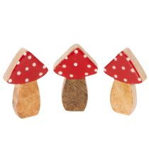Artikel Pilze Holz Deko Rot-Weiß 6cm 8 Stück Innen Dekoration