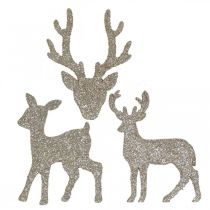 Artikel Streudeko Weihnachten Hirsch Deko Gold Glitter 6×8cm 24St