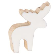 Artikel Holz-Elchfigur Weiß Natur 6cm stehend Streudeko Set 8 Stück
