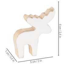 Artikel Holz-Elchfigur Weiß Natur 6cm stehend Streudeko Set 8 Stück