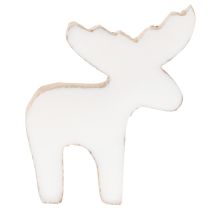 Artikel Holz-Elchfigur Weiß Natur 6cm stehend Streudeko Set 8 Stück