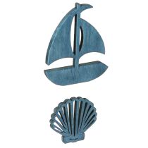 Artikel Streuteile Holz Deko Muschel Boot Blau Weiß Maritim 72 St