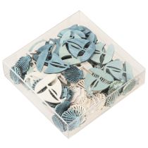 Artikel Streuteile Holz Deko Muschel Boot Blau Weiß Maritim 72 St