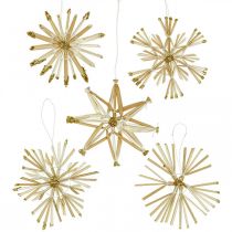 Strohsterne Glitzer Gold Set Weihnachtsschmuck Ø8cm 24St