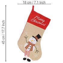 Artikel Weihnachtsstrümpfe aus Stoff mit Motiven, 50 cm, Rot und Beige, 3er-Set