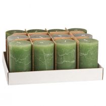 Artikel Stumpenkerzen Set 3 Farben Grün, Durchgefärbte Kerzen, Tischdekoration, 70x120mm, 12Stück