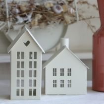 Artikel Mini-Teelichthalter Häuser-Set aus Metall, 15 cm Weiß