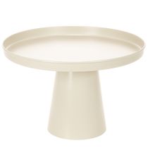 Artikel Dekotablett rund Metall Creme 30 cm mit Fuß für Indoor-Dekoration