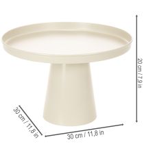 Artikel Dekotablett rund Metall Creme 30 cm mit Fuß für Indoor-Dekoration
