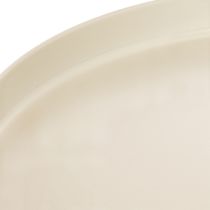 Artikel Dekotablett rund Metall Creme 30 cm mit Fuß für Indoor-Dekoration