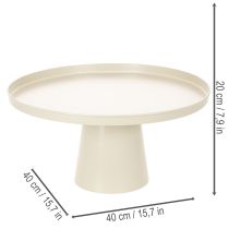 Artikel Dekoteller aus Metall beige rund Ø 40 cm mit 20 cm hohem Fuß für Innenbereich