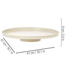 Artikel Dekoplatte Metall rund 41 cm beige für Tischdisplay