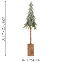 Artikel Künstlicher Tannenbaum 60 cm mit Holzsockel und geeister Optik für Innenbereich
