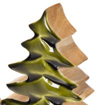 Artikel Tannenbaum Deko aus Mangoholz, grün lackiert, 20 cm Höhe, für Innenbereiche