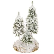 Artikel Schneetannen aus Kunststoff auf Styroporunterlage mit Moos 29 cm für Weihnachts- und Tischdekoration
