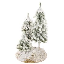 Artikel Schneetannen aus Kunststoff auf Styroporunterlage mit Moos 29 cm für Weihnachts- und Tischdekoration