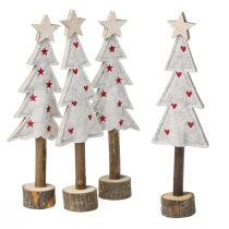 Artikel Tannenbaum Deko Filz Beige Rot mit Sternen Herz H21cm Weihnachtsstimmung 4er Set