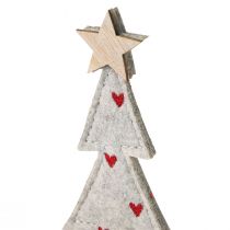 Artikel Tannenbaum Deko Filz Beige Rot mit Sternen Herz H21cm Weihnachtsstimmung 4er Set