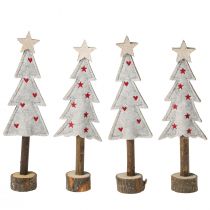 Artikel Tannenbaum Deko Filz Beige Rot mit Sternen Herz H21cm Weihnachtsstimmung 4er Set