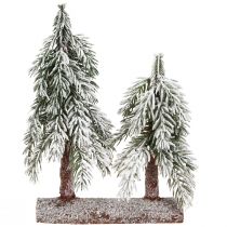 Artikel Tannenbaum Deko Grün Weiß Winterzauber auf Holzsockel H28cm