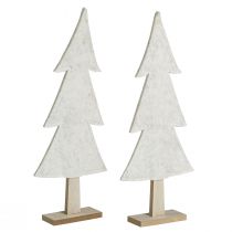 Artikel Filz-Tannenbaum mit Herz in Creme-Beige, natürlicher Holzsockel, 35cm, 2er Set