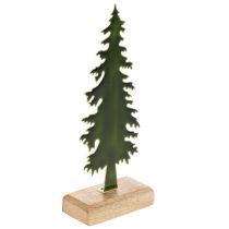 Artikel Deko-Tannenbaum aus Metall mit Holzsockel, 26 cm, grün/Naturholz
