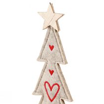 Artikel Tannenbaum Filzdeko Grau-Rot mit Herzen 28cm - 4er Set weihnachtliche Tischdekoration