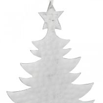 Artikel Anhänger Tannenbaum, Adventsdeko, Metalldeko für Weihnachten, Silbern 20,5×15,5cm