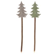 Artikel Deko-Tannenbaum auf Holzstab 45cm 6 Stück Grün Grau Braun