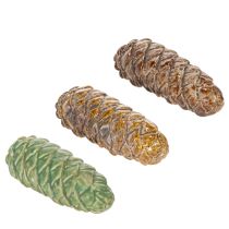 Artikel Tannenzapfen Keramik 14cm Braun Grün Herbstdeko 3er-Set