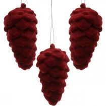 Artikel Deko-Zapfen beflockt, Herbstdeko, Tannenzapfen Rot, Advent H8,5cm Ø4,5cm 8 St