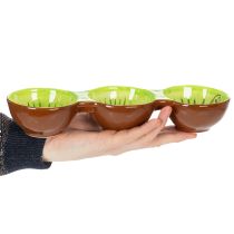 Artikel Keramikschale mit Kiwi-Motiv, 30 cm, handbemalt, dreigeteilt, für Sommerdeko, Snacks und Tapas