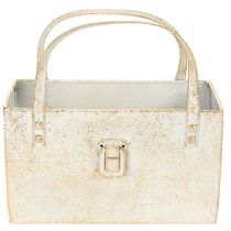 Artikel Rechteckiges Dekogefäß Metalltasche 26 cm Gold Innenbereich