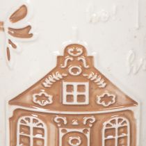 Artikel Keramiktasse 9cm mit Hausmotiv und Relief in Beige-Braun