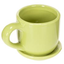 Artikel Kaffeetassen Set aus Keramik mit Untersetzer 3-teilig 11 cm in Gelb Grün Orange