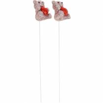 Artikel Dekostecker Bärchen mit Herz, Valentinstag, Blumenstecker Glitter 9 St